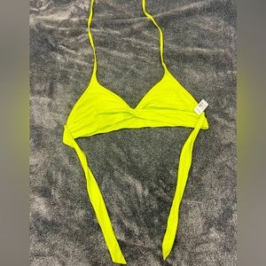 XL bikini top in Highlighter green/yellow